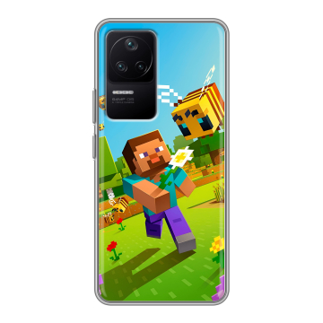 Силиконовый чехол на Xiaomi Poco F4 с принтом Майнкрафт Minecraft Силиконовый чехол на Xiaomi Poco F4 с принтом Майнкрафт Minecraft