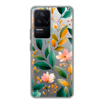 Силиконовый чехол на Xiaomi Poco F4 с принтом Цветы паттерн Силиконовый чехол на Xiaomi Poco F4 с принтом Цветы паттерн
