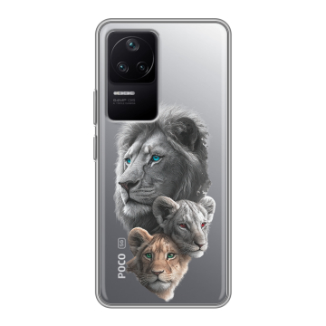 Силиконовый чехол на Xiaomi Poco F4 с принтом Львы Силиконовый чехол на Xiaomi Poco F4 с принтом Львы