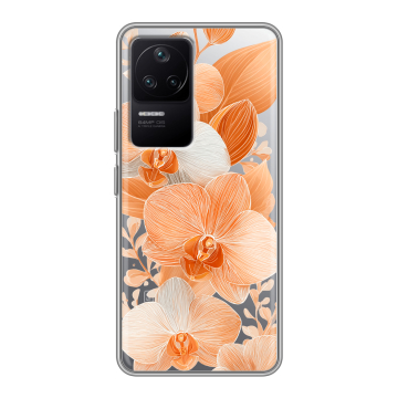 Силиконовый чехол на Xiaomi Poco F4 с принтом Бежевые цветы Силиконовый чехол на Xiaomi Poco F4 с принтом Бежевые цветы
