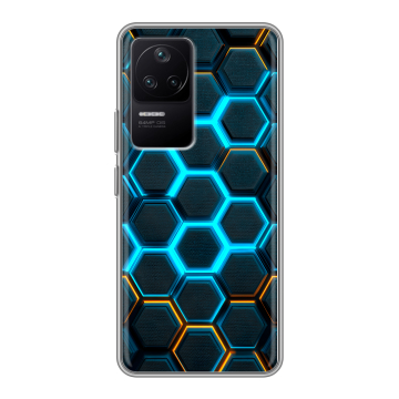 Силиконовый чехол на Xiaomi Poco F4 с принтом Неоновые соты Силиконовый чехол на Xiaomi Poco F4 с принтом Неоновые соты
