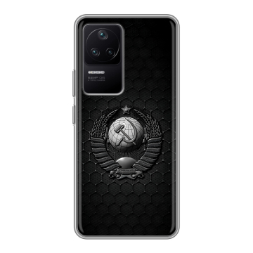 Силиконовый чехол на Xiaomi Poco F4 с принтом Герб Флаг СССР Силиконовый чехол на Xiaomi Poco F4 с принтом Герб Флаг СССР