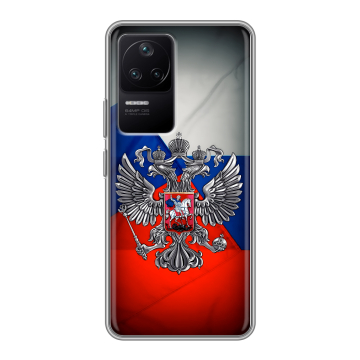 Силиконовый чехол на Xiaomi Poco F4 с принтом Флаг России Силиконовый чехол на Xiaomi Poco F4 с принтом Флаг России