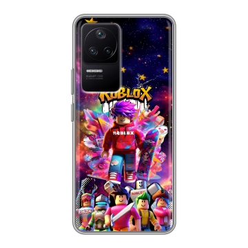 Силиконовый чехол на Xiaomi Poco F4 с принтом Roblox Роблокс