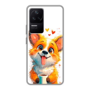 Силиконовый чехол на Xiaomi Poco F4 с принтом корги Силиконовый чехол на Xiaomi Poco F4 с принтом корги