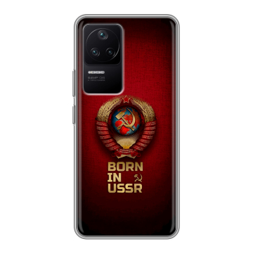Силиконовый чехол на Xiaomi Poco F4 с принтом Флаг Герб СССР Силиконовый чехол на Xiaomi Poco F4 с принтом Флаг Герб СССР