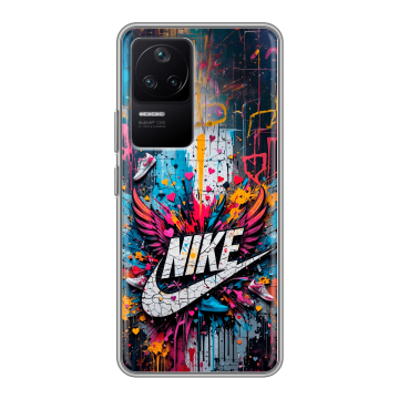Силиконовый чехол на Xiaomi Poco F4 с принтом Nike Найк