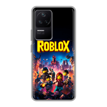 Силиконовый чехол на Xiaomi Poco F4 с принтом Roblox Роблокс