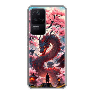 Силиконовый чехол на Xiaomi Poco F4 с принтом Дракон Японский Силиконовый чехол на Xiaomi Poco F4 с принтом Дракон Японский