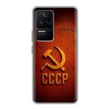 Силиконовый чехол на Xiaomi Poco F4 с принтом Флаг Герб СССР