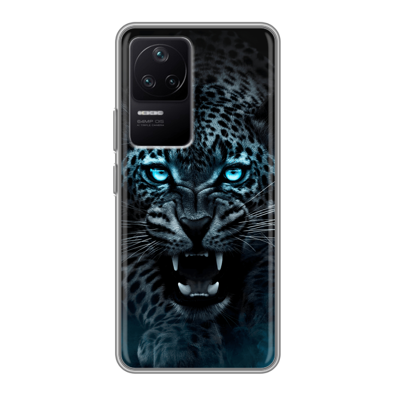 Силиконовый чехол на Xiaomi Poco F4 с принтом Темный леопард Силиконовый чехол на Xiaomi Poco F4 с принтом Темный леопард