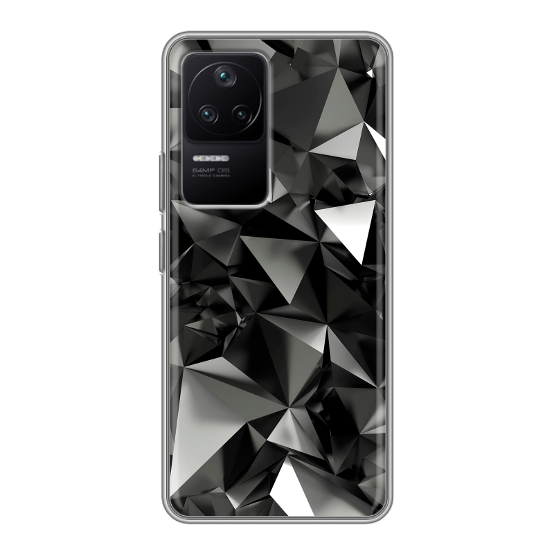 Силиконовый противоударный чехол на Xiaomi Poco F4 с принтом Черные кристаллы Силиконовый противоударный чехол на Xiaomi Poco F4 с принтом Черные кристаллы
