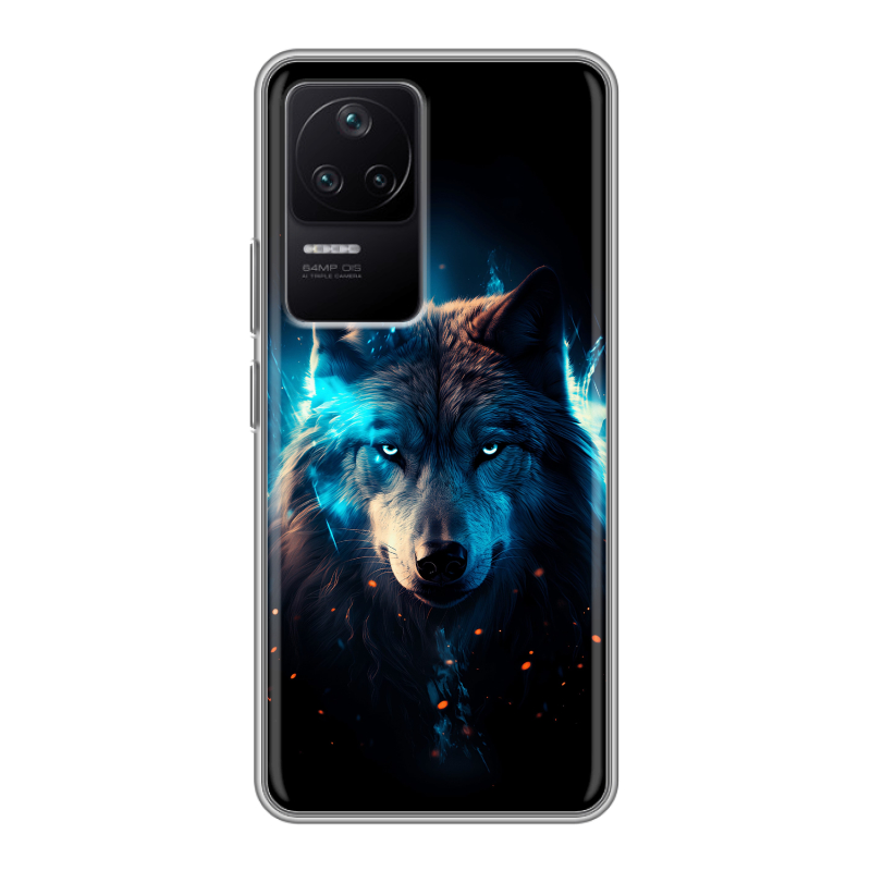 Силиконовый противоударный чехол на Xiaomi Poco F4 с принтом Волк ночной Силиконовый противоударный чехол на Xiaomi Poco F4 с принтом Волк ночной