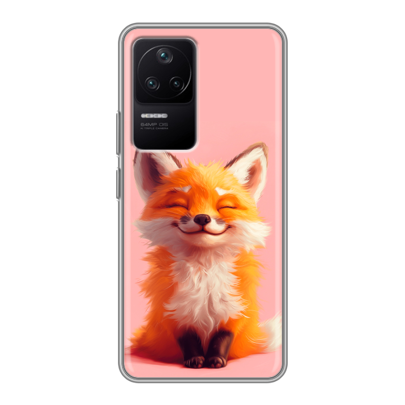 Силиконовый чехол на Xiaomi Poco F4 с принтом милая лиса Силиконовый чехол на Xiaomi Poco F4 с принтом милая лиса