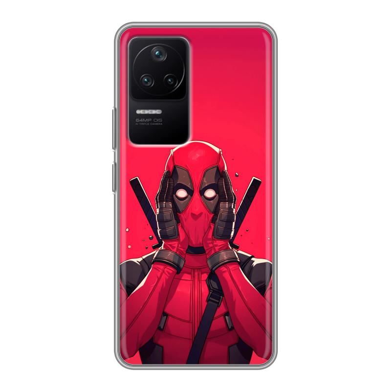 Силиконовый противоударный чехол на Xiaomi Poco F4 с принтом Дедпул Deadpool Силиконовый противоударный чехол на Xiaomi Poco F4 с принтом Дедпул Deadpool