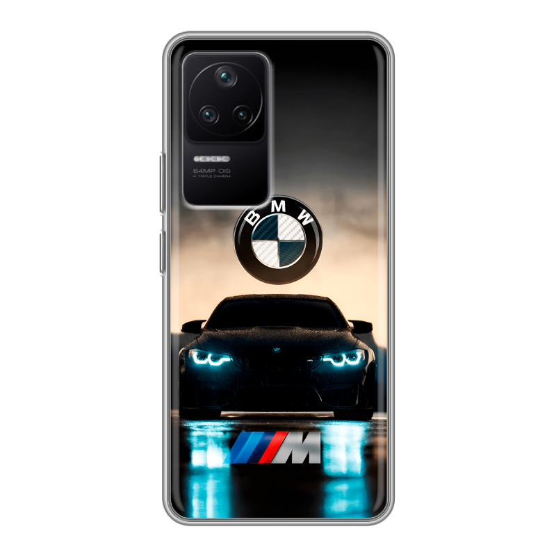Силиконовый чехол на Xiaomi Poco F4 с принтом БМВ BMW Силиконовый чехол на Xiaomi Poco F4 с принтом БМВ BMW