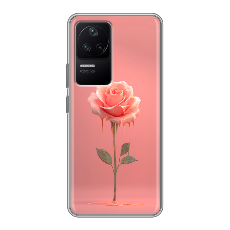 Силиконовый чехол на Xiaomi Poco F4 с принтом Розовая роза Силиконовый чехол на Xiaomi Poco F4 с принтом Розовая роза