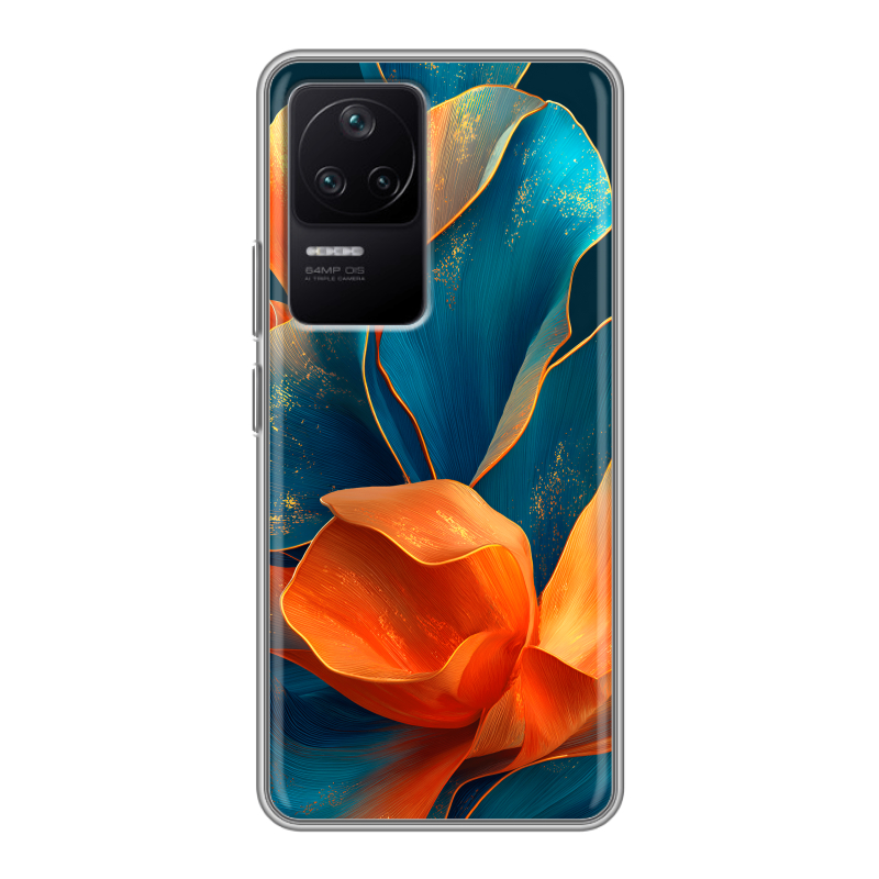 Силиконовый противоударный чехол на Xiaomi Poco F4 с принтом Цветы Силиконовый противоударный чехол на Xiaomi Poco F4 с принтом Цветы