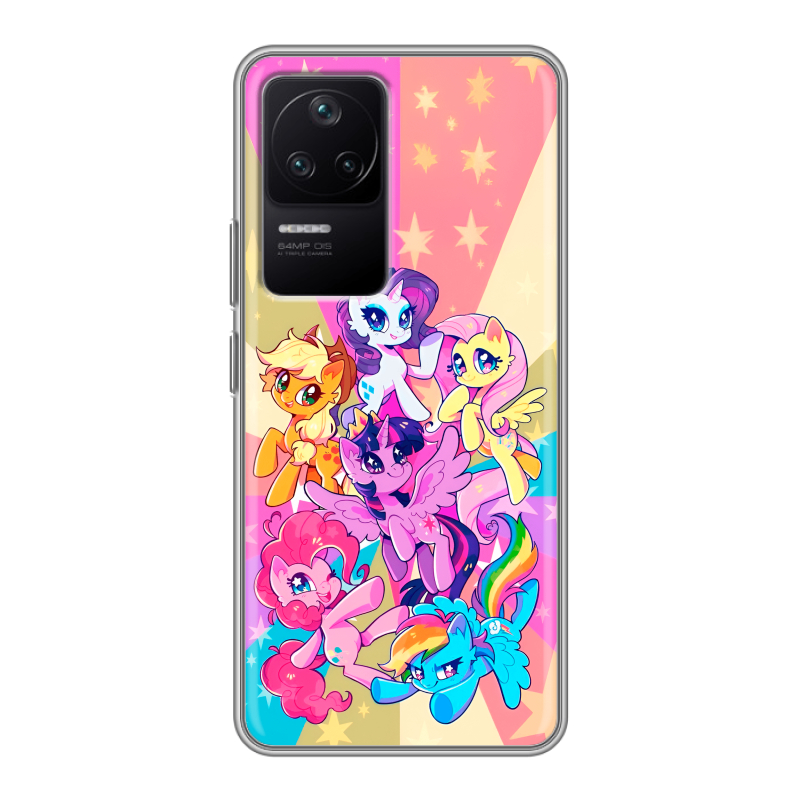Силиконовый противоударный чехол на Xiaomi Poco F4 с принтом My little pony Дружба чудо Силиконовый противоударный чехол на Xiaomi Poco F4 с принтом My little pony Дружба чудо