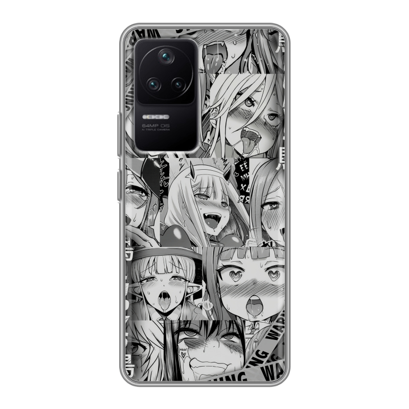 Силиконовый чехол на Xiaomi Poco F4 с принтом Ahegao Ахегао Аниме Силиконовый чехол на Xiaomi Poco F4 с принтом Ahegao Ахегао Аниме