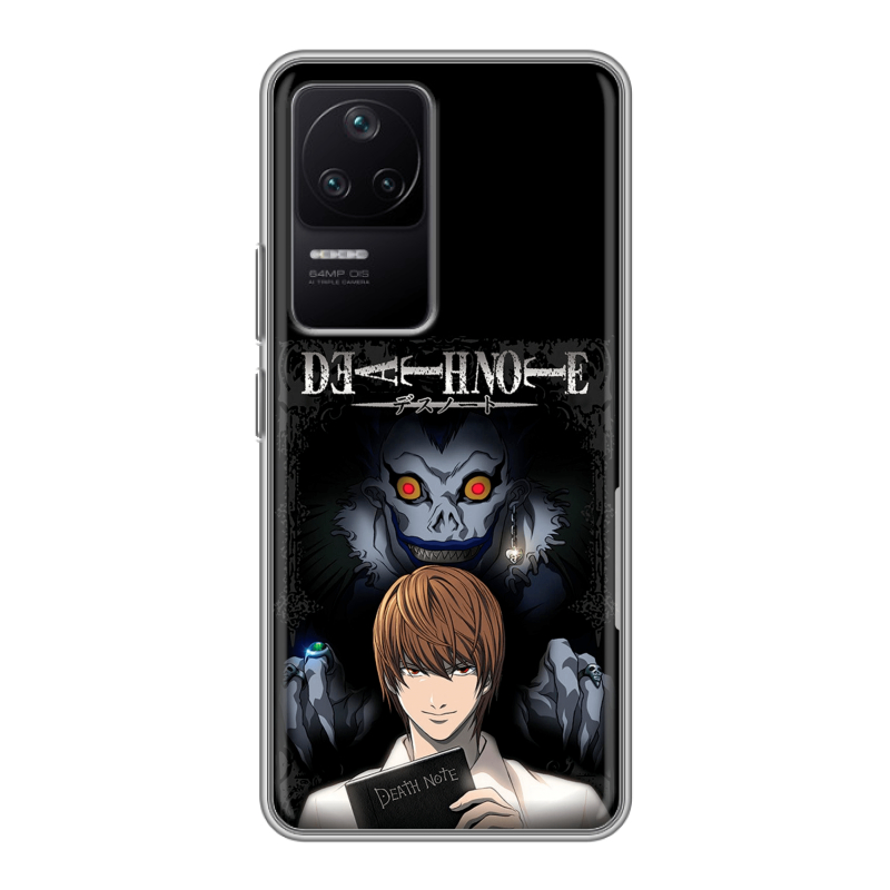 Силиконовый чехол на Xiaomi Poco F4 с принтом Death note Тетрадь смерти Силиконовый чехол на Xiaomi Poco F4 с принтом Death note Тетрадь смерти