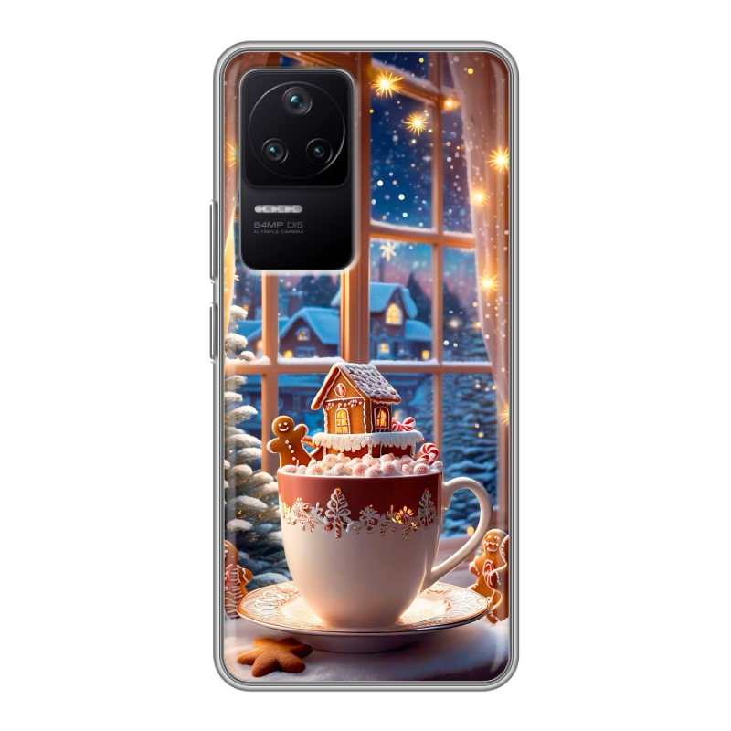 Силиконовый чехол на Xiaomi Poco F4 с принтом Новый год Силиконовый чехол на Xiaomi Poco F4 с принтом Новый год