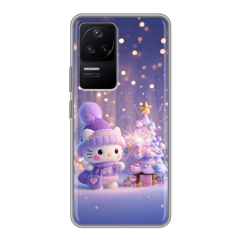 Силиконовый противоударный чехол на Xiaomi Poco F4 с принтом Новый год Силиконовый противоударный чехол на Xiaomi Poco F4 с принтом Новый год