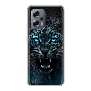Силиконовый чехол на Xiaomi Poco X4 GT с принтом Темный леопард Силиконовый чехол на Xiaomi Poco X4 GT с принтом Темный леопард