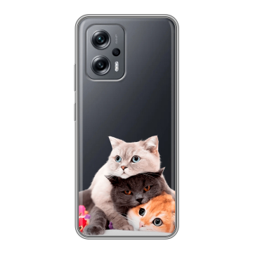 Силиконовый чехол на Xiaomi Poco X4 GT с принтом Кошки Силиконовый чехол на Xiaomi Poco X4 GT с принтом Кошки