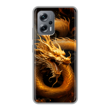 Силиконовый чехол на Xiaomi Poco X4 GT с принтом Золотой дракон