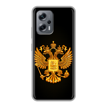 Силиконовый чехол на Xiaomi Poco X4 GT с принтом Герб России желтый
