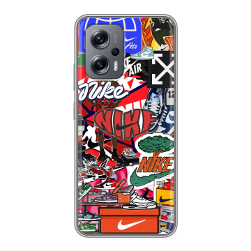 Силиконовый чехол на Xiaomi Poco X4 GT с принтом Найк Nike яркий Силиконовый чехол на Xiaomi Poco X4 GT с принтом Найк Nike яркий