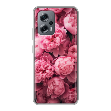 Силиконовый чехол на Xiaomi Poco X4 GT с принтом цветы пионы Силиконовый чехол на Xiaomi Poco X4 GT с принтом цветы пионы