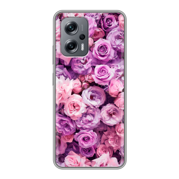 Силиконовый чехол на Xiaomi Poco X4 GT с принтом лавандовые розы Силиконовый чехол на Xiaomi Poco X4 GT с принтом лавандовые розы