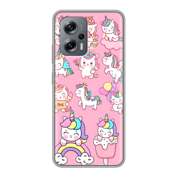 Силиконовый чехол на Xiaomi Poco X4 GT с принтом Единороги и радуга Силиконовый чехол на Xiaomi Poco X4 GT с принтом Единороги и радуга