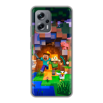 Силиконовый чехол на Xiaomi Poco X4 GT с принтом Майнкрафт Minecraft