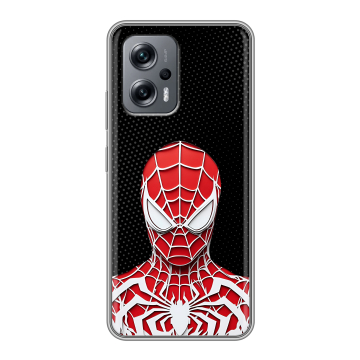 Силиконовый чехол на Xiaomi Poco X4 GT с принтом человек паук spiderman Силиконовый чехол на Xiaomi Poco X4 GT с принтом человек паук spiderman