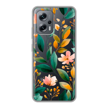 Силиконовый чехол на Xiaomi Poco X4 GT с принтом Цветы паттерн Силиконовый чехол на Xiaomi Poco X4 GT с принтом Цветы паттерн