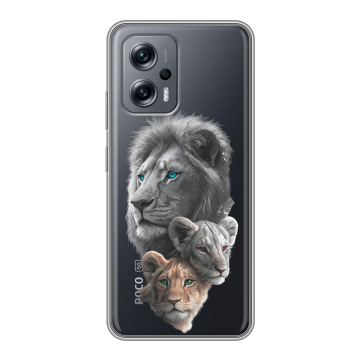 Силиконовый чехол на Xiaomi Poco X4 GT с принтом Львы Силиконовый чехол на Xiaomi Poco X4 GT с принтом Львы