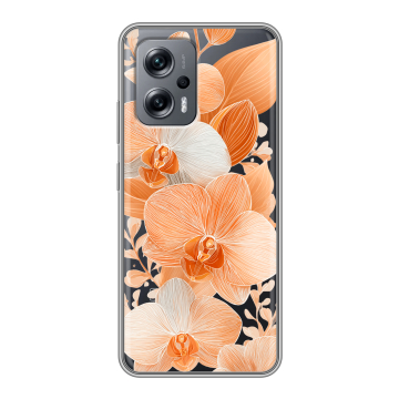 Силиконовый чехол на Xiaomi Poco X4 GT с принтом Бежевые цветы Силиконовый чехол на Xiaomi Poco X4 GT с принтом Бежевые цветы