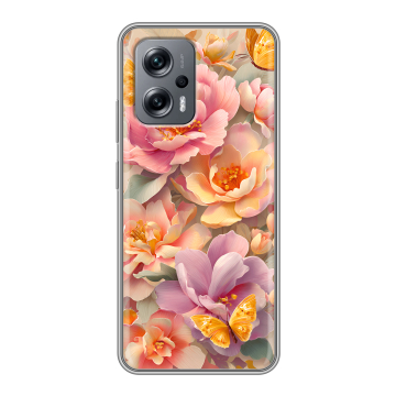 Силиконовый чехол на Xiaomi Poco X4 GT с принтом Цветы и бабочки Силиконовый чехол на Xiaomi Poco X4 GT с принтом Цветы и бабочки