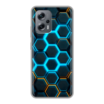 Силиконовый чехол на Xiaomi Poco X4 GT с принтом Неоновые соты Силиконовый чехол на Xiaomi Poco X4 GT с принтом Неоновые соты