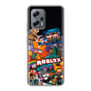 Силиконовый чехол на Xiaomi Poco X4 GT с принтом Roblox Роблокс