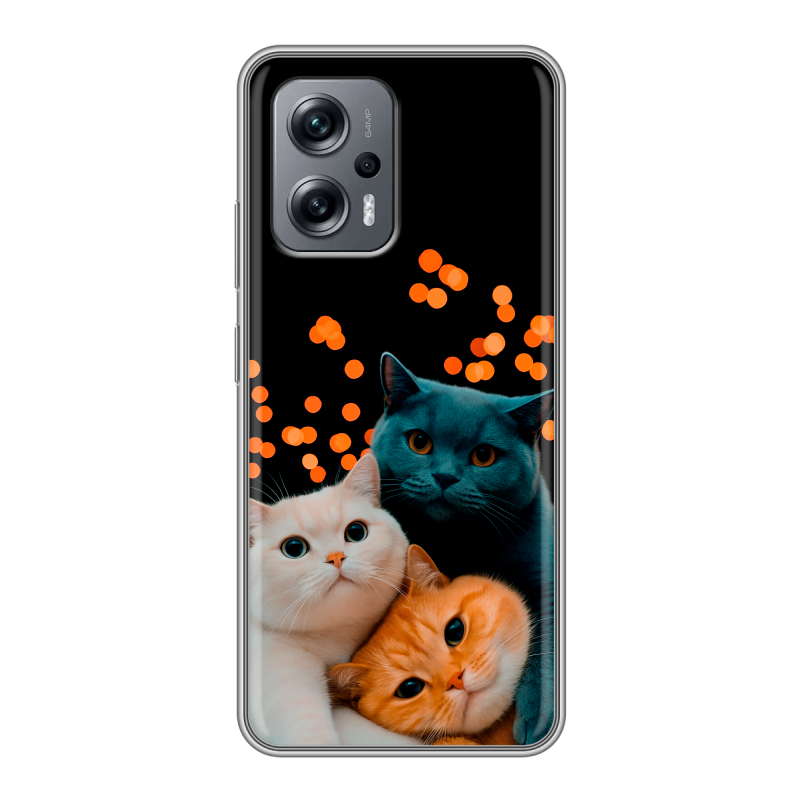 Силиконовый чехол на Xiaomi Poco X4 GT с принтом Кошки Силиконовый чехол на Xiaomi Poco X4 GT с принтом Кошки