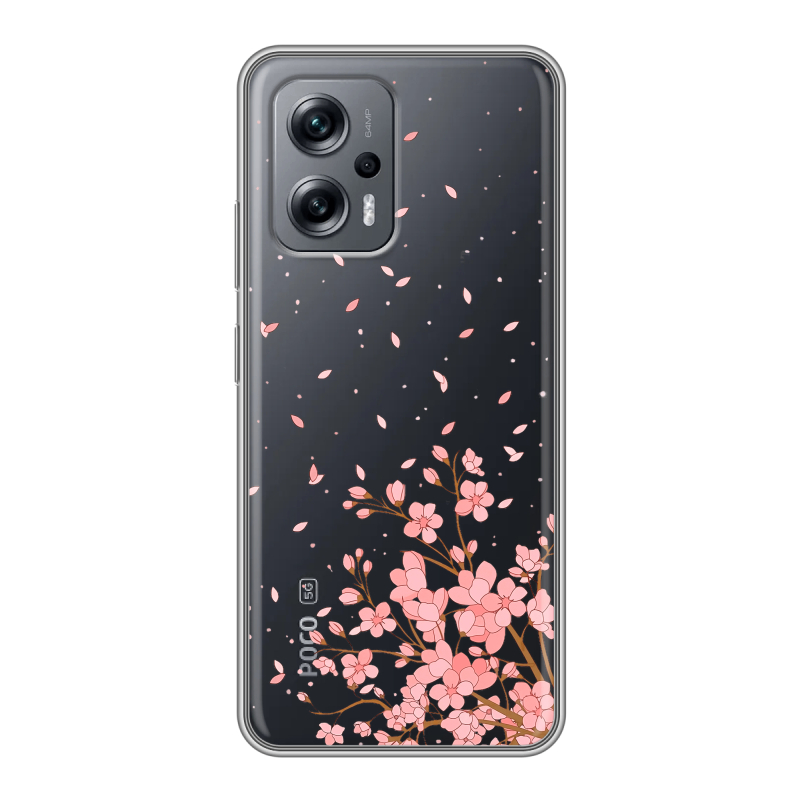 Силиконовый чехол на Xiaomi Poco X4 GT с принтом Ветка сакуры Силиконовый чехол на Xiaomi Poco X4 GT с принтом Ветка сакуры