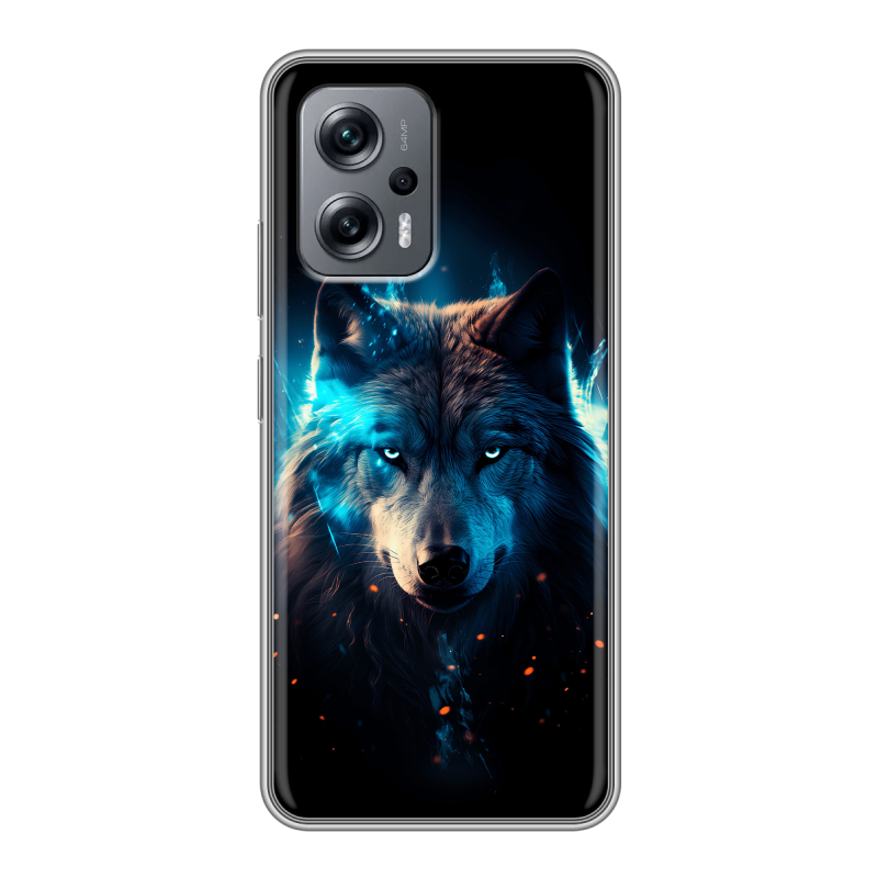 Силиконовый противоударный чехол на Xiaomi Poco X4 GT с принтом Волк ночной Силиконовый противоударный чехол на Xiaomi Poco X4 GT с принтом Волк ночной