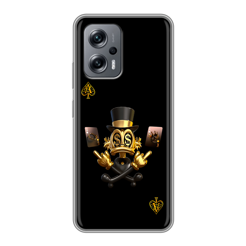 Силиконовый чехол на Xiaomi Poco X4 GT с принтом Золотой скрудж макдак Силиконовый чехол на Xiaomi Poco X4 GT с принтом Золотой скрудж макдак