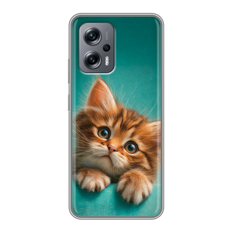 Силиконовый противоударный чехол на Xiaomi Poco X4 GT с принтом котенок Силиконовый противоударный чехол на Xiaomi Poco X4 GT с принтом котенок