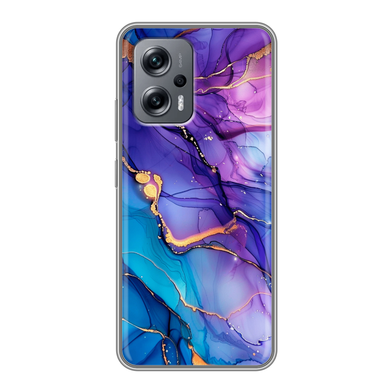 Силиконовый чехол на Xiaomi Poco X4 GT с принтом синий мрамор Силиконовый чехол на Xiaomi Poco X4 GT с принтом синий мрамор
