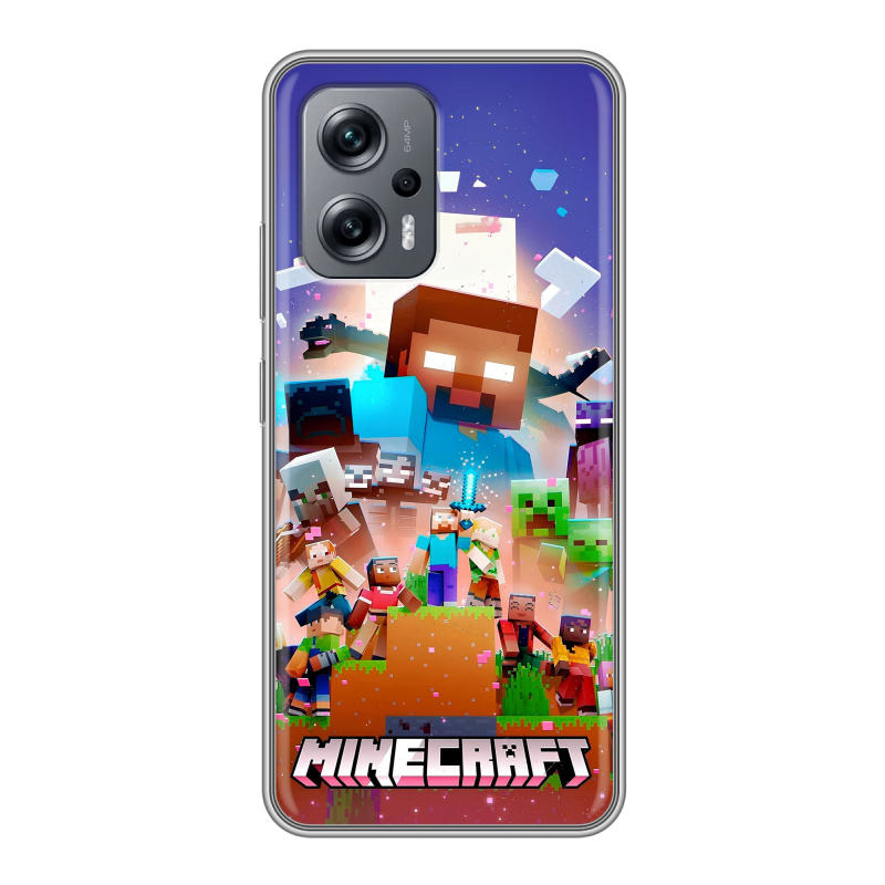 Силиконовый противоударный чехол на Xiaomi Poco X4 GT с принтом Майнкрафт Minecraft Силиконовый противоударный чехол на Xiaomi Poco X4 GT с принтом Майнкрафт Minecraft